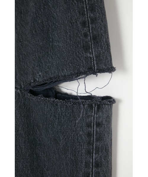 MOUSSY（マウジー）の「THIGH SLIT BLK LOOSE STRAIGHT（デニムパンツ・レディース・ブラック・24inch/23inch/26inch/25inch）」の14枚目の写真