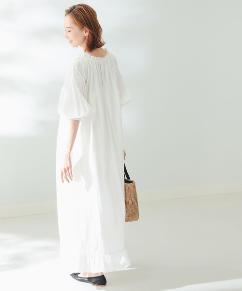 B:MING by BEAMS(ビーミングバイビームス)の「B:MING by BEAMS / スキッパー サッカー ワンピーズ(ワンピース・レディース・グリーン系その他/オフホワイト・FREE)」の10枚目の写真