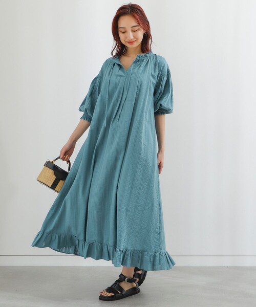 B:MING by BEAMS(ビーミングバイビームス)の「B:MING by BEAMS / スキッパー サッカー ワンピーズ(ワンピース・レディース・グリーン系その他/オフホワイト・FREE)」の12枚目の写真