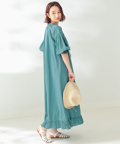 B:MING by BEAMS(ビーミングバイビームス)の「B:MING by BEAMS / スキッパー サッカー ワンピーズ(ワンピース・レディース・グリーン系その他/オフホワイト・FREE)」の11枚目の写真