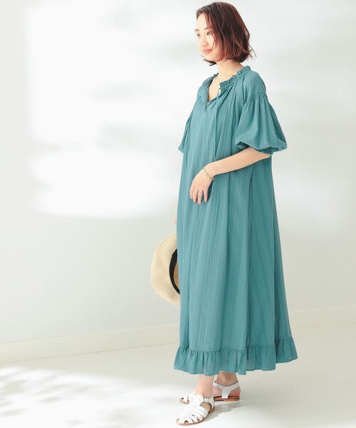 B:MING by BEAMS(ビーミングバイビームス)の「B:MING by BEAMS / スキッパー サッカー ワンピーズ(ワンピース・レディース・グリーン系その他/オフホワイト・FREE)」の13枚目の写真