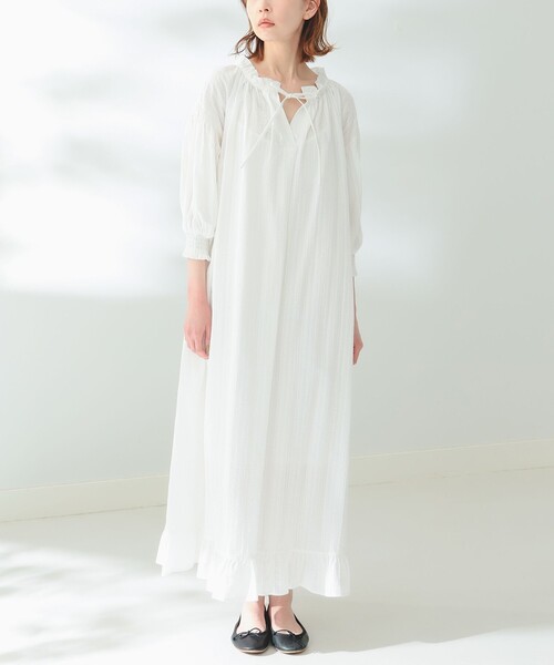 B:MING by BEAMS(ビーミングバイビームス)の「B:MING by BEAMS / スキッパー サッカー ワンピーズ(ワンピース・レディース・グリーン系その他/オフホワイト・FREE)」の15枚目の写真