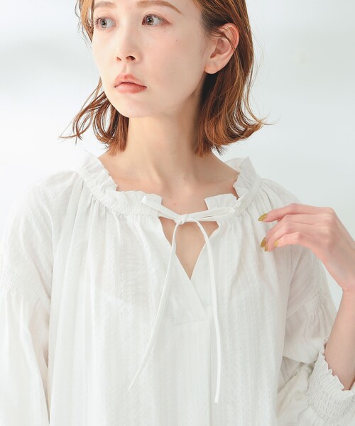 B:MING by BEAMS(ビーミングバイビームス)の「B:MING by BEAMS / スキッパー サッカー ワンピーズ(ワンピース・レディース・グリーン系その他/オフホワイト・FREE)」の18枚目の写真
