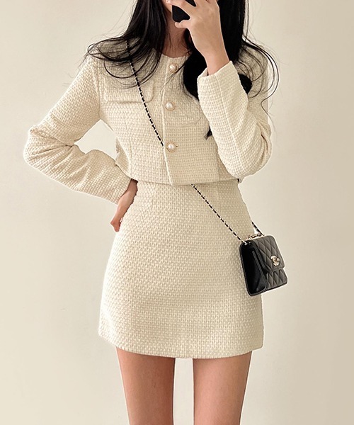 FREE STYLISTS（フリー スタイリスト）の「YUGA_YGMC ツイード　台形ミニスカート（スカート・レディース・ブラック/オフホワイト・S/M）」の13枚目の写真