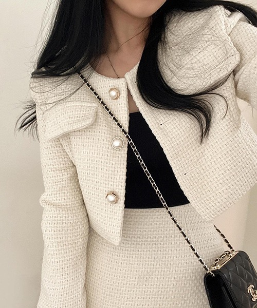 FREE STYLISTS（フリー スタイリスト）の「YUGA_YGMC ツイード　台形ミニスカート（スカート・レディース・ブラック/オフホワイト・S/M）」の5枚目の写真