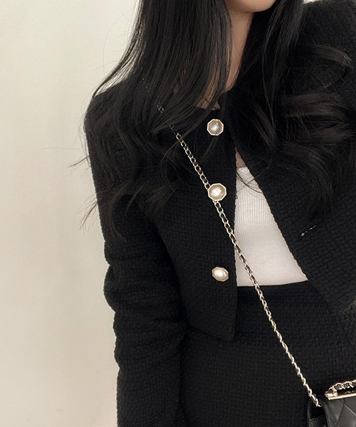 FREE STYLISTS（フリー スタイリスト）の「YUGA_YGMC ツイード　台形ミニスカート（スカート・レディース・ブラック/オフホワイト・S/M）」の6枚目の写真