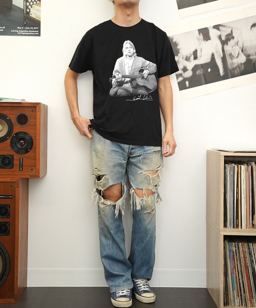 NIRVANA（ニルヴァーナ）の「THRIFTY LOOK/スリフティールック THRIFTY'KURT COBAIN'TEE（Tシャツ/カットソー・メンズ・ブラック系1/ブラック・LARGE/X-LARGE/MEDIUM/XX-LARGE）」の4枚目の写真