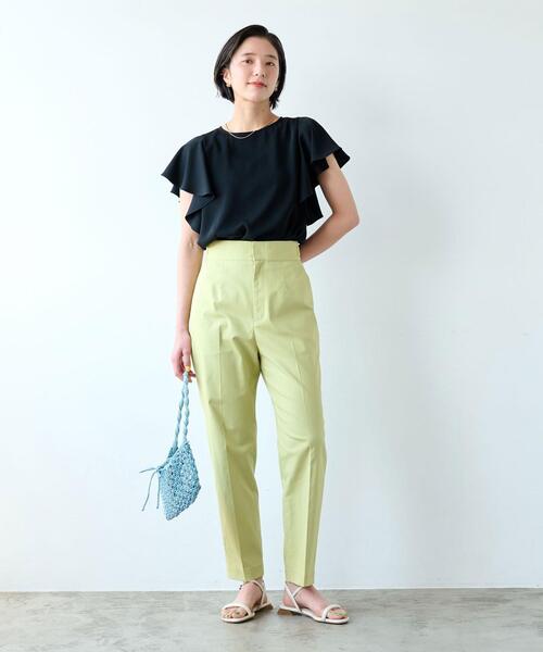 【美品】green label relaxing フリルスリーブブラウス 美品】green label relaxing 接触冷感フリルスリーブブラウス