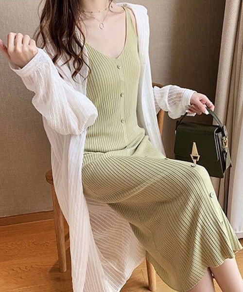 Amulet（アミュレット）の「ストライプロングシャツ（シャツ/ブラウス・レディース・ピンク/グリーン/ホワイト/ブルー・M/L/XL）」の7枚目の写真