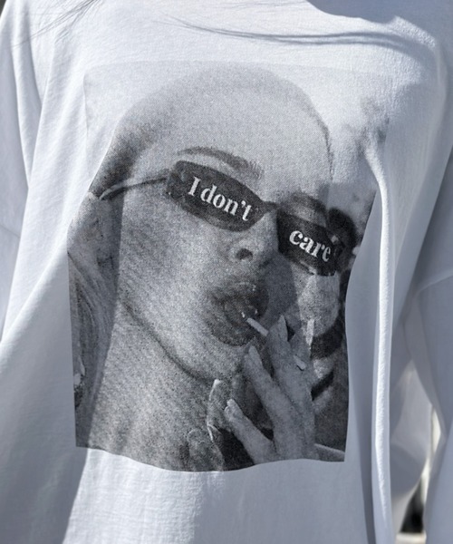 LVEU.(ラブユ.)の「Portrait print slit long sleeve T-shirt / ポートレートプリントスリットロンT(Tシャツ/カットソー・レディース・ブラック/ホワイト・FREE)」の8枚目の写真