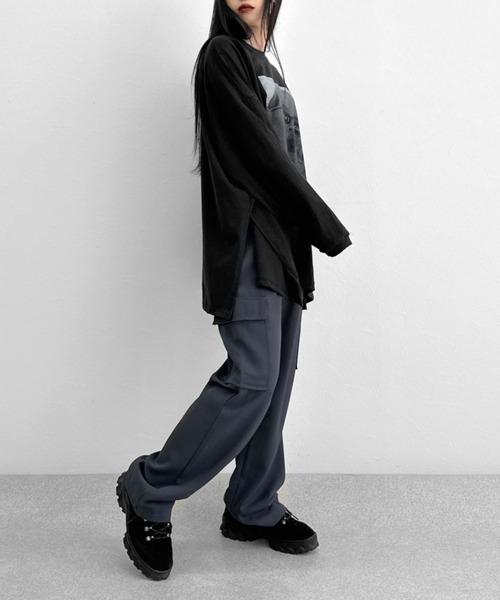 LVEU.(ラブユ.)の「Portrait print slit long sleeve T-shirt / ポートレートプリントスリットロンT(Tシャツ/カットソー・レディース・ブラック/ホワイト・FREE)」の18枚目の写真