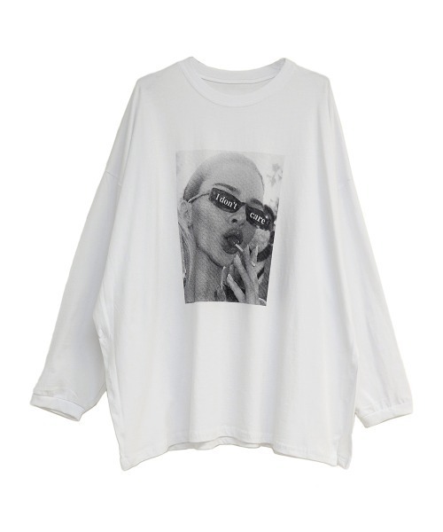 LVEU.(ラブユ.)の「Portrait print slit long sleeve T-shirt / ポートレートプリントスリットロンT(Tシャツ/カットソー・レディース・ブラック/ホワイト・FREE)」の21枚目の写真
