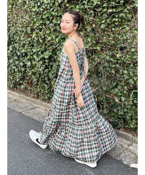 Ungrid（アングリッド）の「【WEB限定】チェックキャミワンピース（ワンピース・レディース・ブラック/グリーン/ベージュ・FREE）」の12枚目の写真