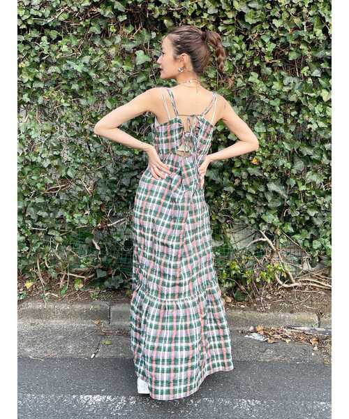 Ungrid（アングリッド）の「【WEB限定】チェックキャミワンピース（ワンピース・レディース・ブラック/グリーン/ベージュ・FREE）」の13枚目の写真