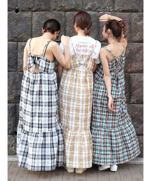【WEB限定】アングリッド　チェックキャミワンピース（F）黒白 Ungrid（アングリッド）の「【WEB限定】チェックキャミ
