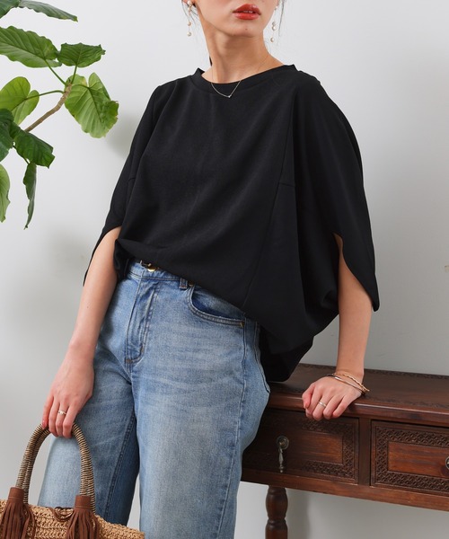 Chez toi(シェトワ)の「梨地ヤッコスリーブプルオーバー(Tシャツ/カットソー・レディース・オフホワイト/ブラック/ピンク/イエロー/イエロー系その他・FREE)」の17枚目の写真