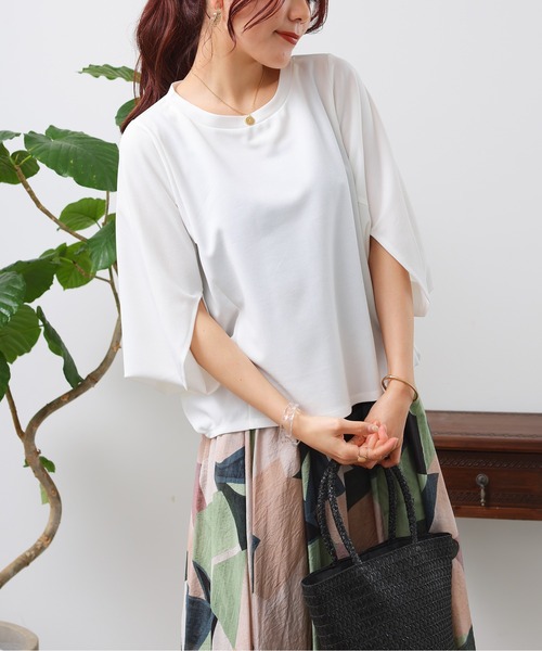Chez toi(シェトワ)の「梨地ヤッコスリーブプルオーバー(Tシャツ/カットソー・レディース・オフホワイト/ブラック/ピンク/イエロー/イエロー系その他・FREE)」の20枚目の写真