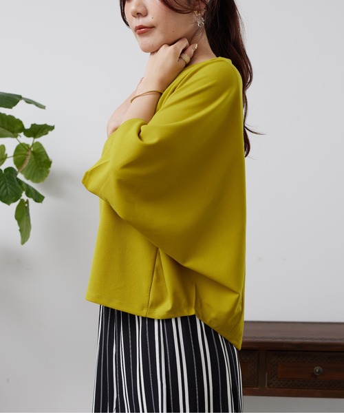 Chez toi(シェトワ)の「梨地ヤッコスリーブプルオーバー(Tシャツ/カットソー・レディース・オフホワイト/ブラック/ピンク/イエロー/イエロー系その他・FREE)」の6枚目の写真