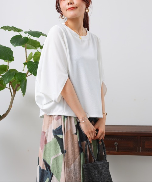 Chez toi(シェトワ)の「梨地ヤッコスリーブプルオーバー(Tシャツ/カットソー・レディース・オフホワイト/ブラック/ピンク/イエロー/イエロー系その他・FREE)」の15枚目の写真