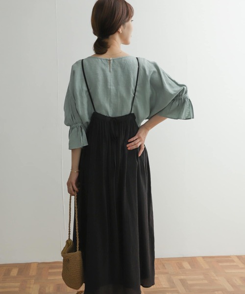 URBAN RESEARCH DOORS（アーバンリサーチドアーズ）の「コットン楊柳キャミワンピース（ワンピース・レディース・グレー系その他/スミクロ・MEDIUM）」の14枚目の写真