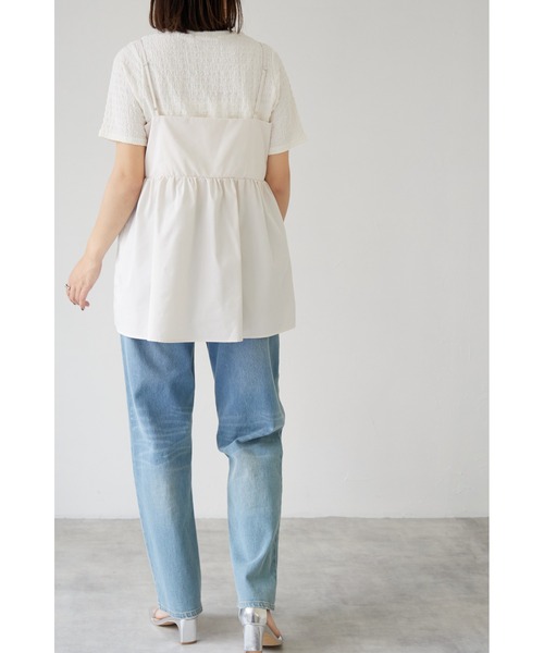 &. NOSTALGIA(アンドドットノスタルジア)の「【ZOZO限定】ふくれジャガードコンパクトTシャツ(Tシャツ/カットソー・レディース・アイボリー/ブラック/ブルー/ライム/ピンク・FREE)」の7枚目の写真