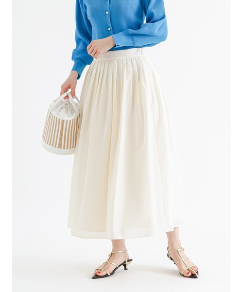Te chichi(テチチ)の「リネン混スパンローンタックスカート(スカート・レディース・オフホワイト/イエロー/チャコール・MEDIUM/SMALL)」の2枚目の写真