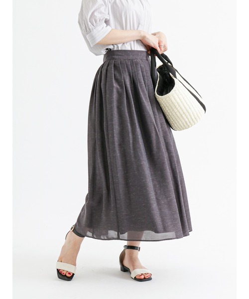 Te chichi(テチチ)の「リネン混スパンローンタックスカート(スカート・レディース・オフホワイト/イエロー/チャコール・MEDIUM/SMALL)」の1枚目の写真