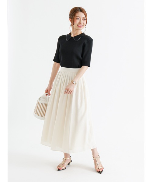 Te chichi(テチチ)の「リネン混スパンローンタックスカート(スカート・レディース・オフホワイト/イエロー/チャコール・MEDIUM/SMALL)」の6枚目の写真