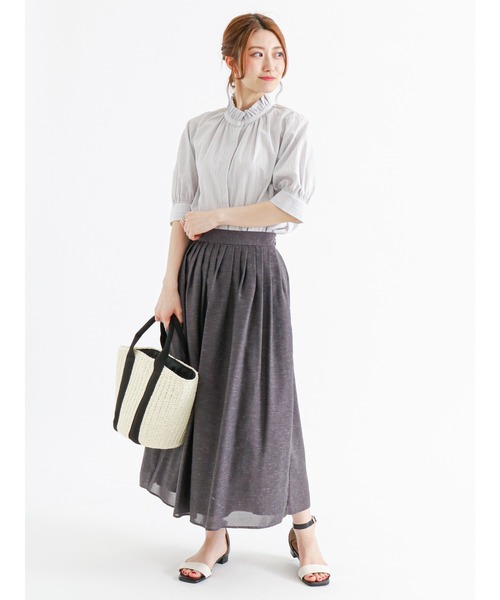 Te chichi(テチチ)の「リネン混スパンローンタックスカート(スカート・レディース・オフホワイト/イエロー/チャコール・MEDIUM/SMALL)」の7枚目の写真