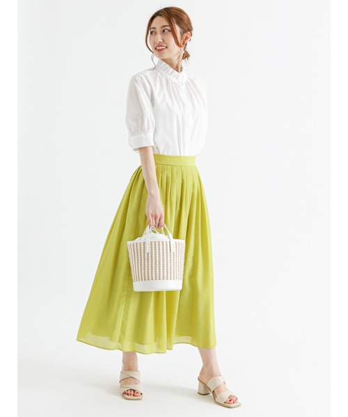 Te chichi(テチチ)の「リネン混スパンローンタックスカート(スカート・レディース・オフホワイト/イエロー/チャコール・MEDIUM/SMALL)」の9枚目の写真