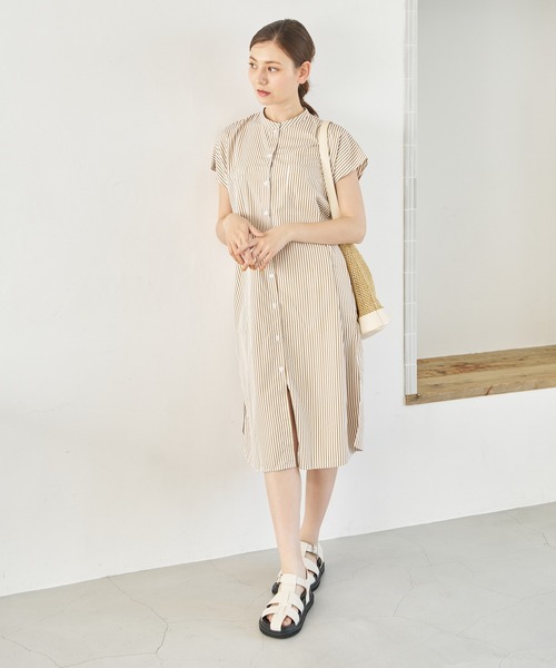 a:mure(アミュール)の「ストライプシャツワンピース(ワンピース・レディース・ネイビー/ブラウン・FREE)」の18枚目の写真