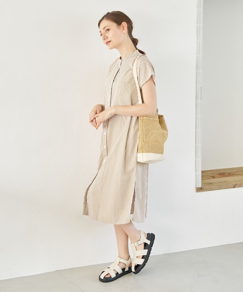 a:mure(アミュール)の「ストライプシャツワンピース(ワンピース・レディース・ネイビー/ブラウン・FREE)」の19枚目の写真
