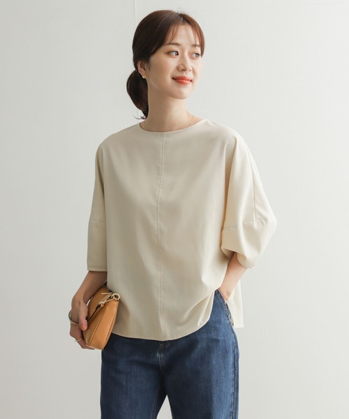 URBAN RESEARCH DOORS(アーバンリサーチドアーズ)の「『UR TECH Smart Linen Touch』バルーンスリーブブラウス(シャツ/ブラウス・レディース・グリーン系その他/ライトベージュ/ブラック・MEDIUM)」の12枚目の写真