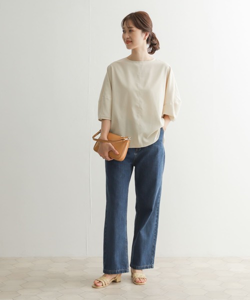 URBAN RESEARCH DOORS(アーバンリサーチドアーズ)の「『UR TECH Smart Linen Touch』バルーンスリーブブラウス(シャツ/ブラウス・レディース・グリーン系その他/ライトベージュ/ブラック・MEDIUM)」の14枚目の写真