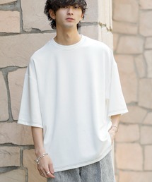 接触冷感 ハイテンション クールダンボール ポンチ / 配色ステッチ オーバーサイズ ビッグTシャツ