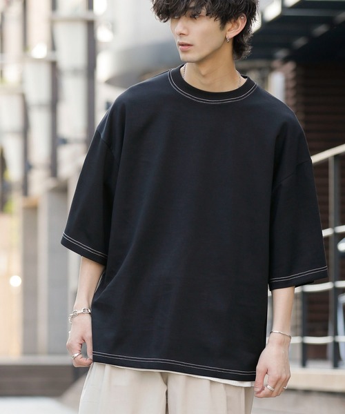 ADMIX/ATELIER SAB MEN（アドミックスアトリエサブメン）の「接触冷感 ハイテンション クールダンボール ポンチ / 配色ステッチ オーバーサイズ ビッグTシャツ（Tシャツ/カットソー・メンズ・ホワイト/ブラック/ブルーグレー/ライトベージュ・50/48）」の12枚目の写真