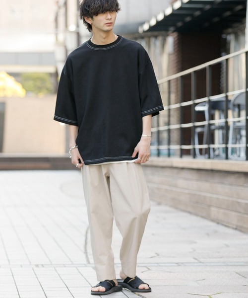 ADMIX/ATELIER SAB MEN（アドミックスアトリエサブメン）の「接触冷感 ハイテンション クールダンボール ポンチ / 配色ステッチ オーバーサイズ ビッグTシャツ（Tシャツ/カットソー・メンズ・ホワイト/ブラック/ブルーグレー/ライトベージュ・50/48）」の13枚目の写真