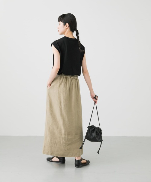かぐれ　リネンラップストレートスカート　ブラック かぐれ（カグレ）の「リネンラップストレートスカート（スカート