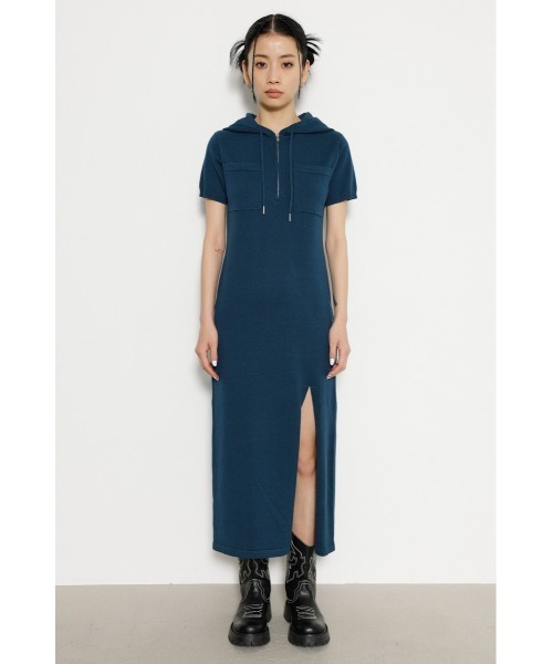 LAGUA GEM(ラグアジェム)の「POCKET HOODIE ロングワンピース(ワンピース・レディース・ライトブラック/ネイビー系1/杢グレー・SMALL/MEDIUM)」の10枚目の写真