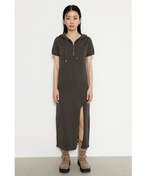 LAGUA GEM(ラグアジェム)の「POCKET HOODIE ロングワンピース(ワンピース・レディース・ライトブラック/ネイビー系1/杢グレー・SMALL/MEDIUM)」の12枚目の写真