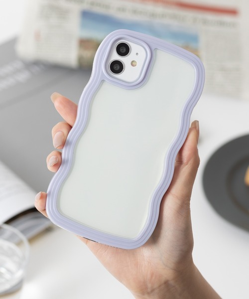セール】パステル うねうね ウェーブフレーム iPhoneケース カバー 11