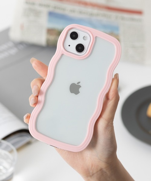 パステル うねうね ウェーブフレーム iPhoneケース カバー 11 12 12pro