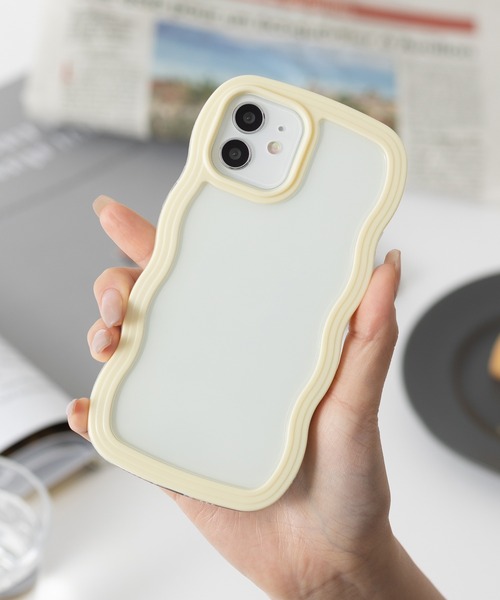 セール】パステル うねうね ウェーブフレーム iPhoneケース カバー 11