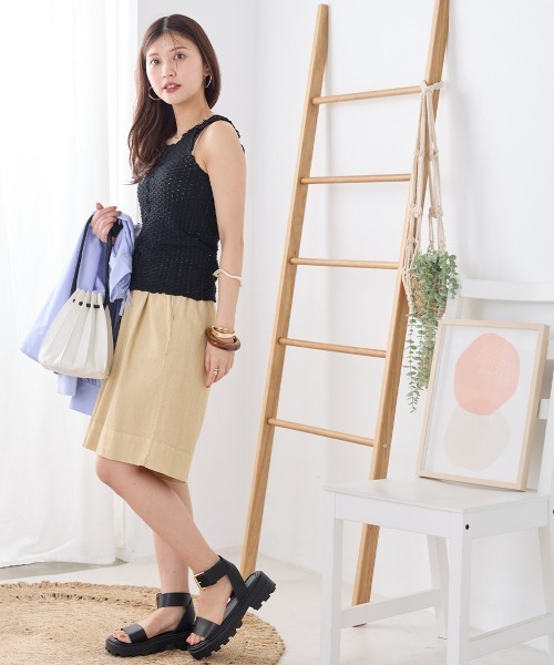 OMNES(オムネス)の「ポコポコワッシャーメロータンクトップ(タンクトップ・レディース・アイボリー/ブラック・FREE)」の12枚目の写真