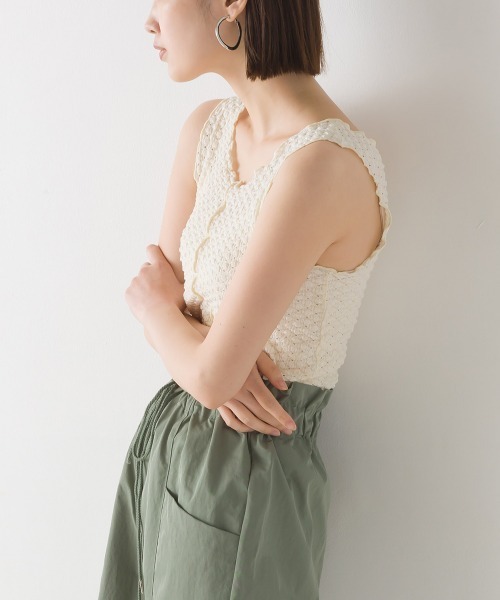 OMNES(オムネス)の「ポコポコワッシャーメロータンクトップ(タンクトップ・レディース・アイボリー/ブラック・FREE)」の20枚目の写真