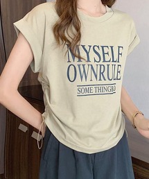 フレンチスリーブロゴプリントTシャツ