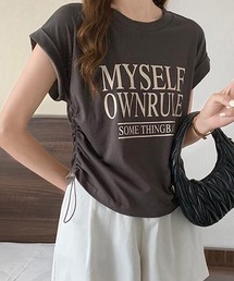 フレンチスリーブロゴプリントTシャツ