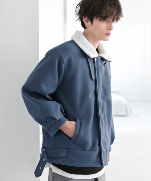 ASTRONOMY（アストロノミー）の「ビッグシルエット裏ボアメルトン2wayショートブルゾン（ブルゾン・メンズ・ブルー/グレー/ブラック/オフホワイト/ブラック系/チャコール/モカ/アイボリー/ライトグレー/ブラウン・L/XL/M/S）」の10枚目の写真