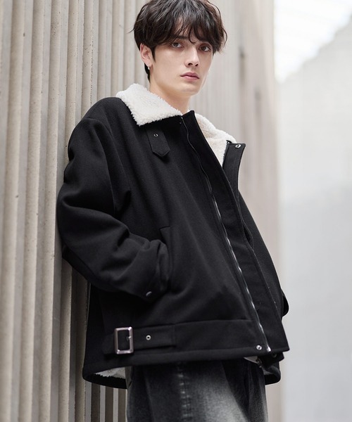 ビッグシルエット裏ボアメルトン2wayショートブルゾン（ブルゾン