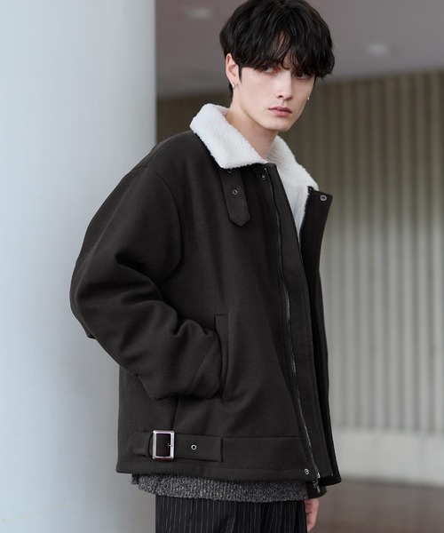 ASTRONOMY（アストロノミー）の「ビッグシルエット裏ボアメルトン2wayショートブルゾン（ブルゾン・メンズ・ブルー/グレー/ブラック/オフホワイト/ブラック系/チャコール/モカ/アイボリー/ライトグレー/ブラウン・L/XL/M/S）」の13枚目の写真